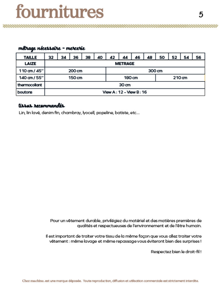 Chemise ALBANE du 32 au 56