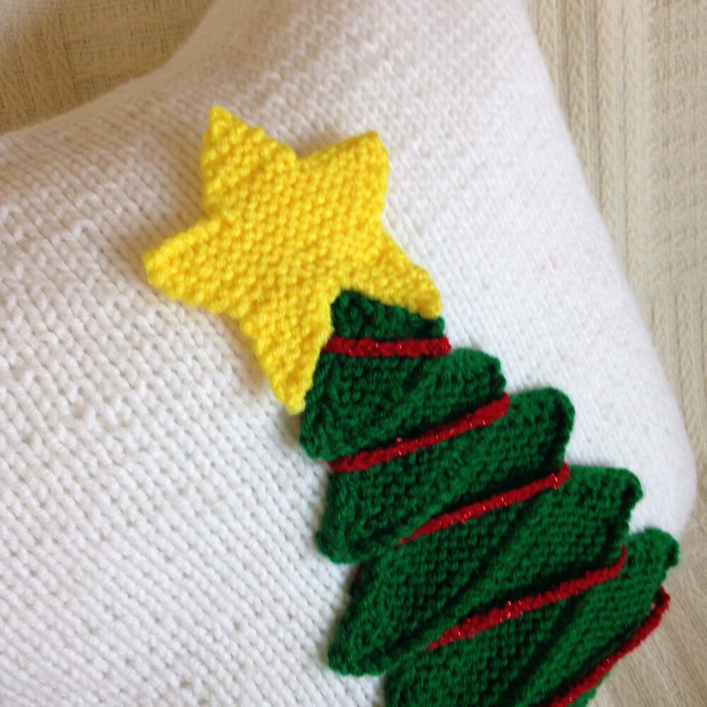 Christmas Tree pillow cover knitting pattern pdf