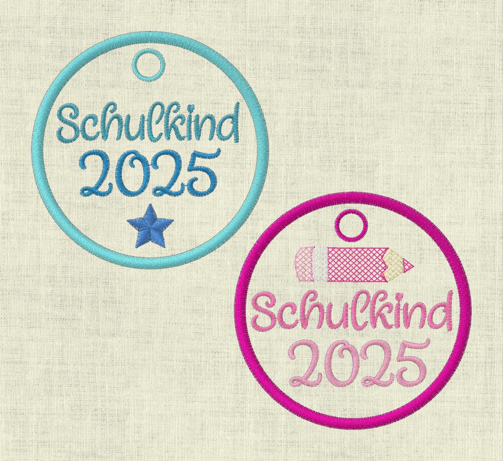 Stickdatei Schulkind Anhänger 2025 Einschulung Set 562