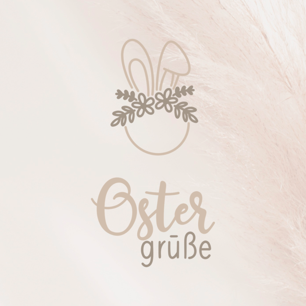 Ostergrüße mit Osterhasen und Blumen