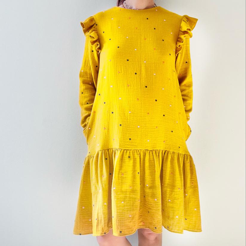 THE NINA DRESS/PDF sewing pattern/long sleeve ruffled dress