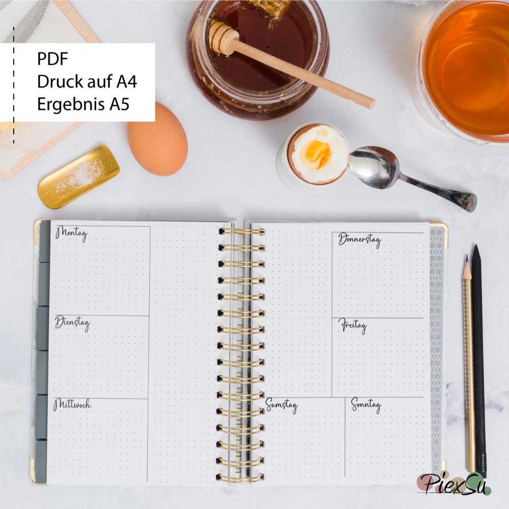 Wochenplaner A5 (doppelseitig auf A4 gedruckt)