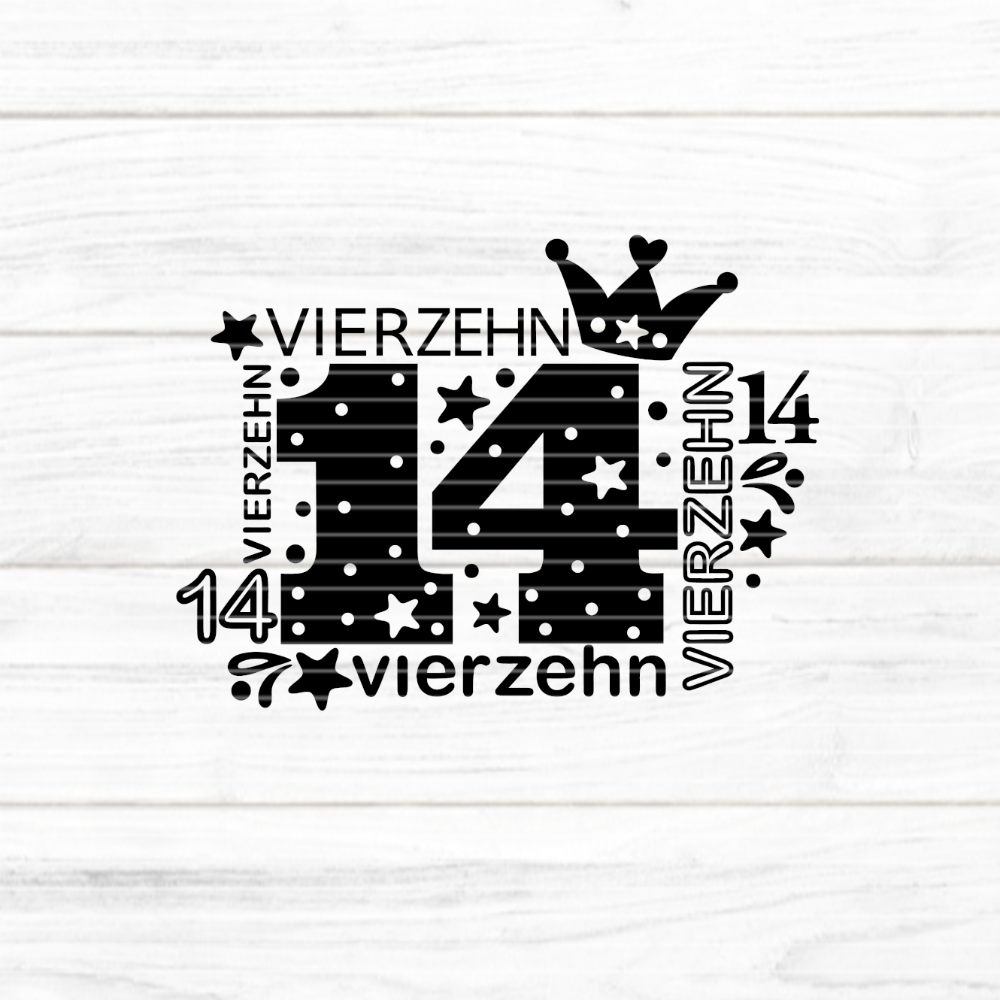 Zahl Vierzehn Plotterdatei SVG DXF FCM
