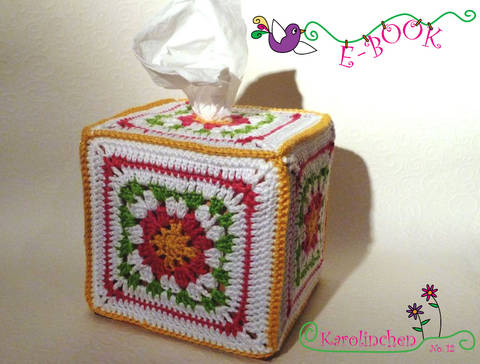 Häkelanleitung: Papierbox aus Granny Squares