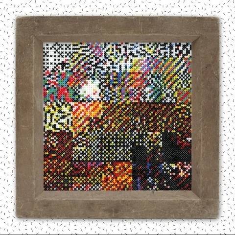 Moderne Kreuzstichvorlage . GLITCH IV . Stickmuster Pixel