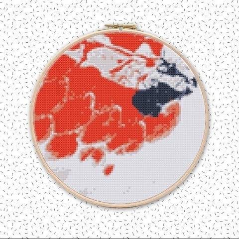 KOI KARPFEN Kreuzstich Stickmuster Sticken mit Kreuzstich