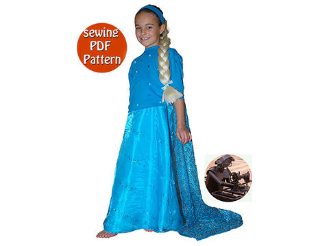 Princess costume - Gown train & bodice - Sizes 92 to 178 (US 3 to 16 ans) - French/english PDF sewing pattern