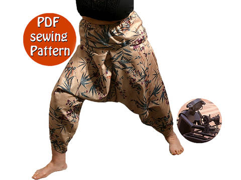 Multisizes unisex saroual for adult & children - French/english PDF sewing pattern