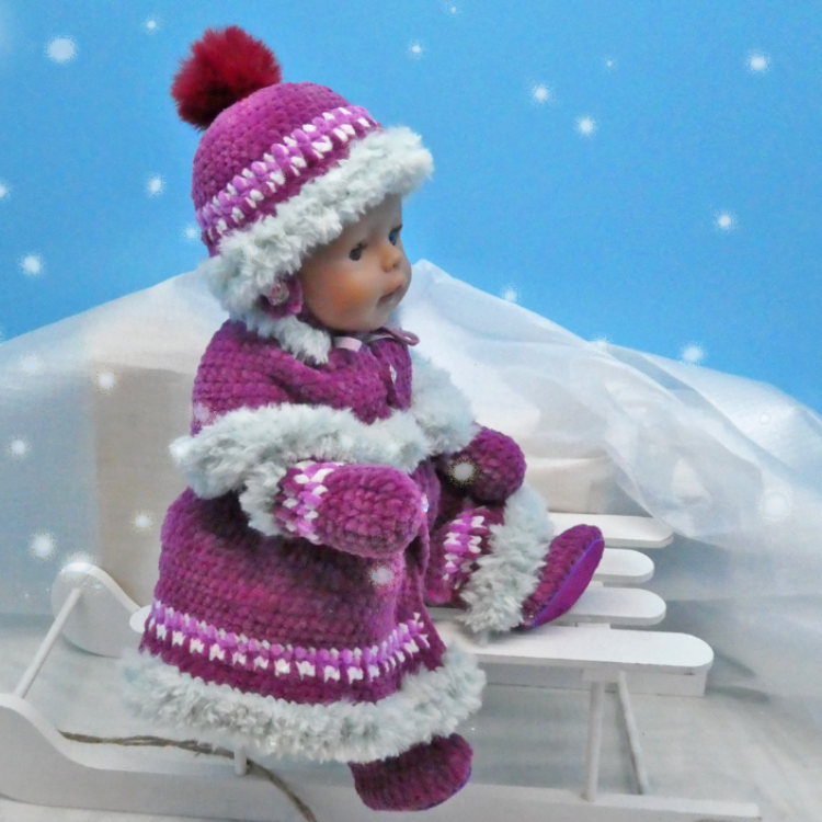 Super Süßes Winter-Set Für Puppen - Handgehäkelt Mit Mütze, Pulli & Schal In Rosa-Weiß