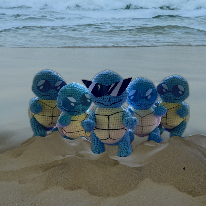 Amigurumi Pokémon Carapuce de soleil et son gang