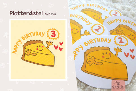 Käsekuchen Geburtstag (Plotterdatei und Illustration)