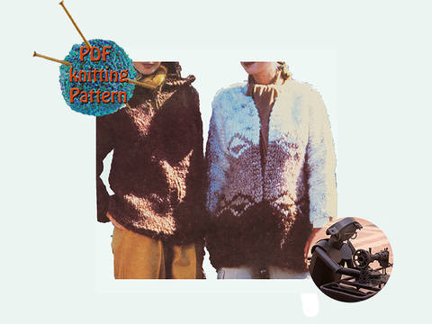Women hooded jacket and cardigan - Size small medium & large - PDF Vintage knitting pattern