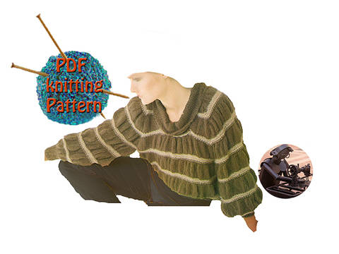 Women sweater gathered stripes - Size 32 to 36 - PDF Vintage knitting pattern