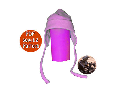 Hat with ear-flaps for toddlers boy and girl - 0-18 mo - Quick and easy tutorial - PDFsewing pattern- French & English