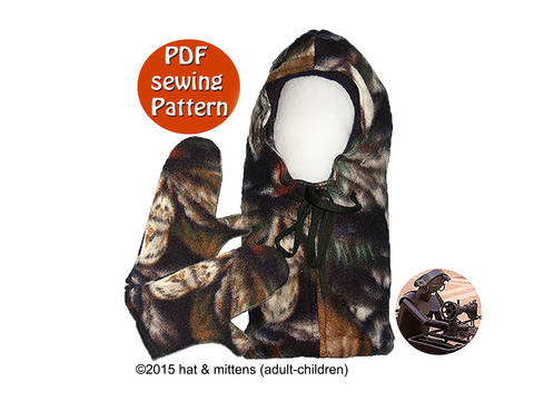 Hat and mittens with fleece polar fleece or wool fluffy for adults & children - PDF sewing pattern - French & English
