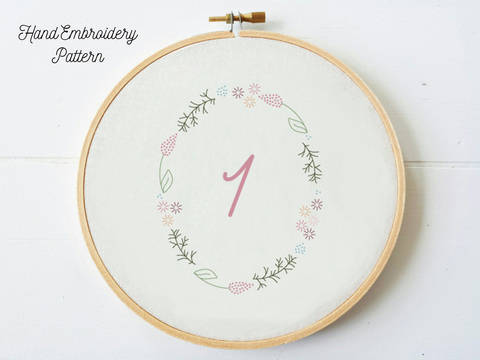 Bundle 1-10 Numbers in Floral Frame, hand embroidery PDF pattern & instructions (en)