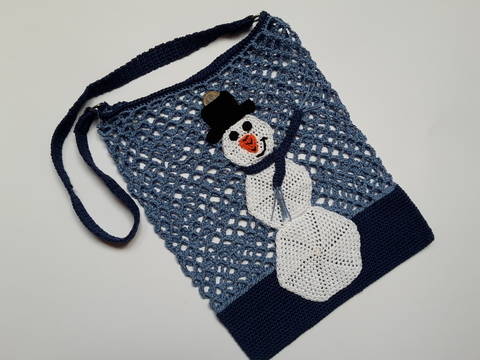 Netztasche mit Schneemann incl. Chip-Etui – Häkelanleitung