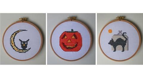 3 Stickdateien im Kreuzstich: Halloween