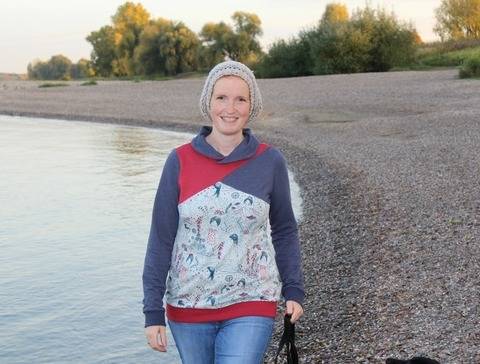 ✂Schnittmuster Christina ✂ Damenhoddie mit asymetrischer Teilung