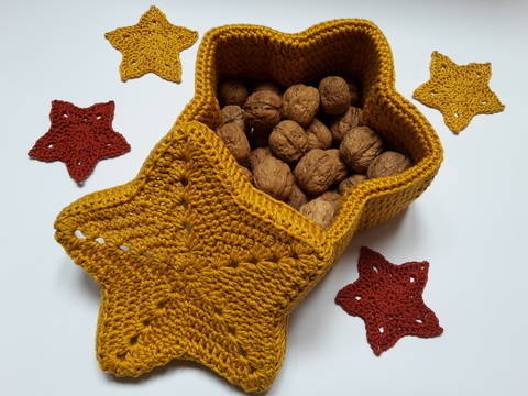 Stern-Geschenkschachtel / Größe L + Tischdeko – Häkelanleitung