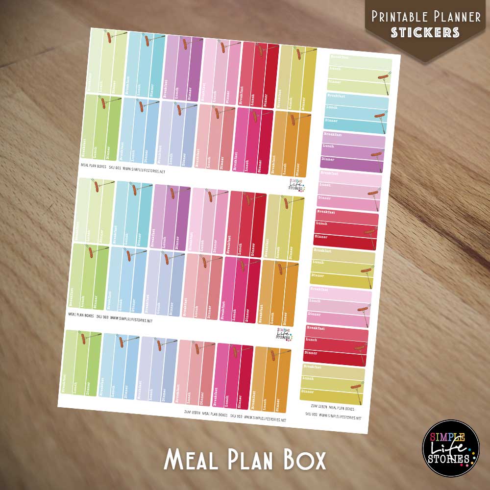 Ausdruckbare Sticker Meal Plan Boxes