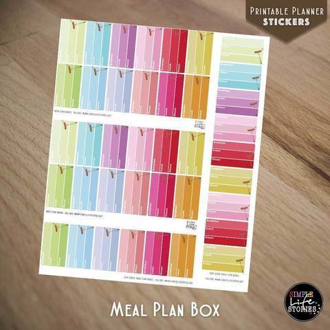 Ausdruckbare Sticker: Meal Plan Boxes
