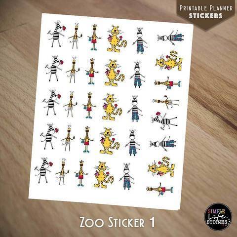 Ausdruckbare Sticker: Zoo Sticker 1
