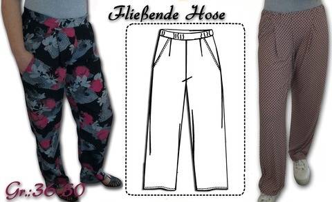 Schnittmuster + Anleitung Fließende Hose GR. 36-50