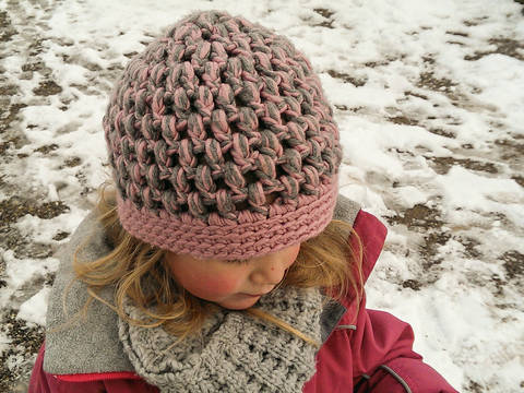 07 Mädchenmütze in rosa-grau E-Book Häkelanleitung