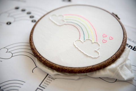 Stickvorlage »Regenbogenwolken«