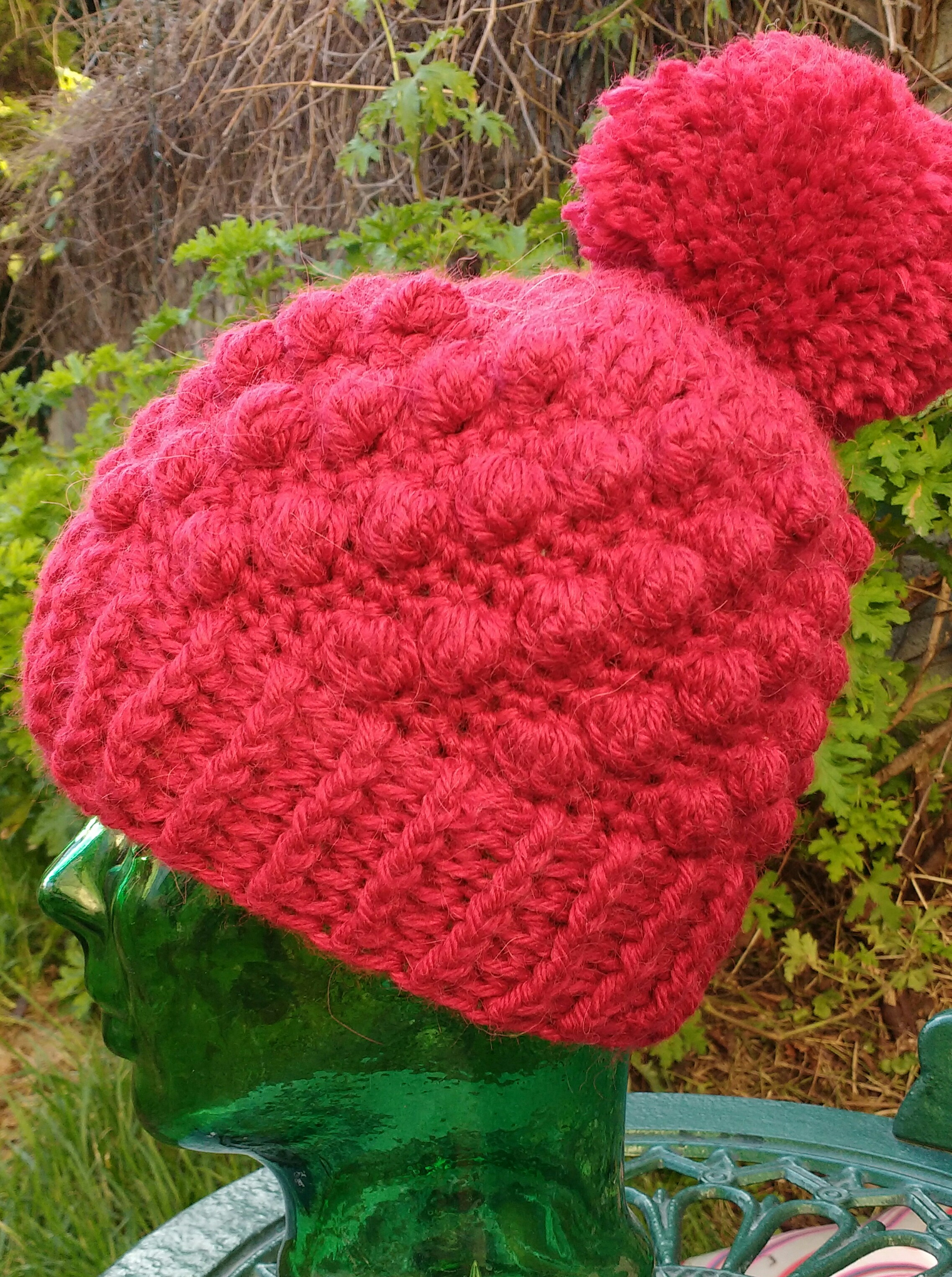 Bobble and Pom Pom Crochet Hat