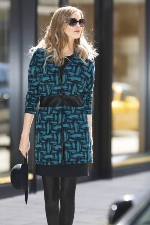 Ungefütterte Longjacke mit Taillenblende aus Lederimitat
