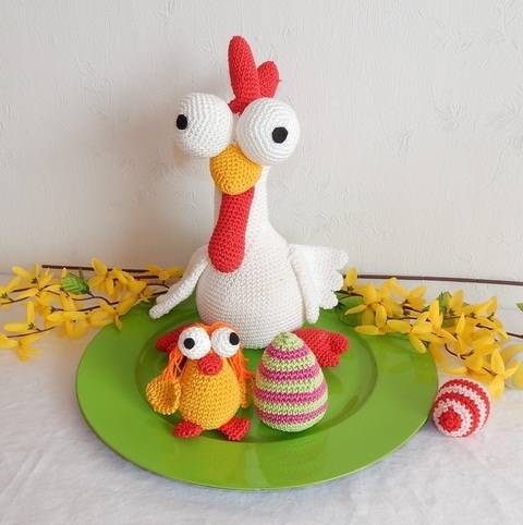 Häkelanleitung Huhn mit Küken "Verrückte Ostern"