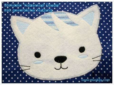 Stickdatei Katze Kopf 13x18 Doodle