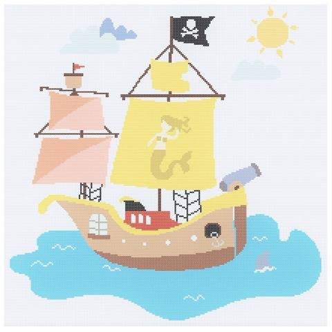Kreuzstich-Stickvorlage "Piratenschiff"
