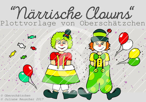 Plotterdatei Plottvorlage Clowns Karneval Fastnacht