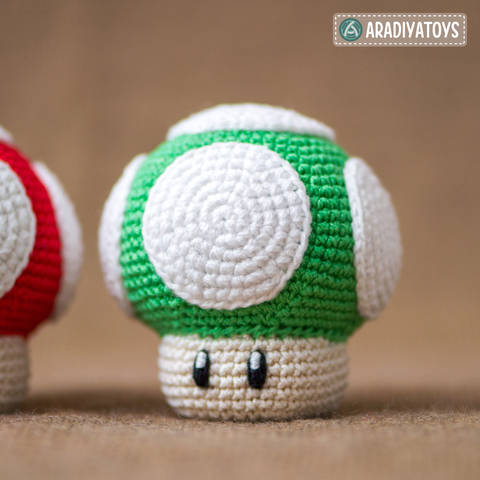 Crochet Pattern of 1Up Mushroom from "Super Mario Bros."