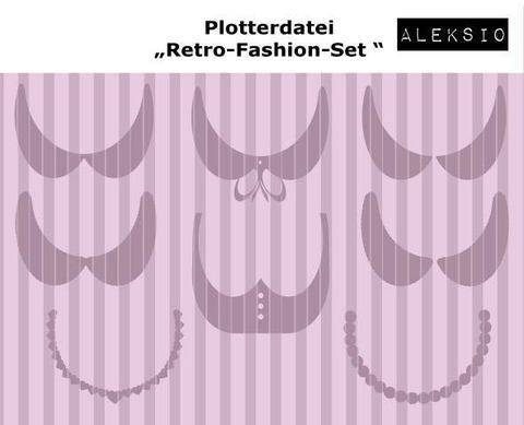 Plotterdatei Retro-Fashion-Set