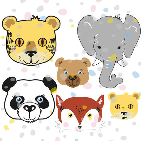 Plottervorlage Fuchs, Panda, Elefant, Tiger, Bär, Löwe