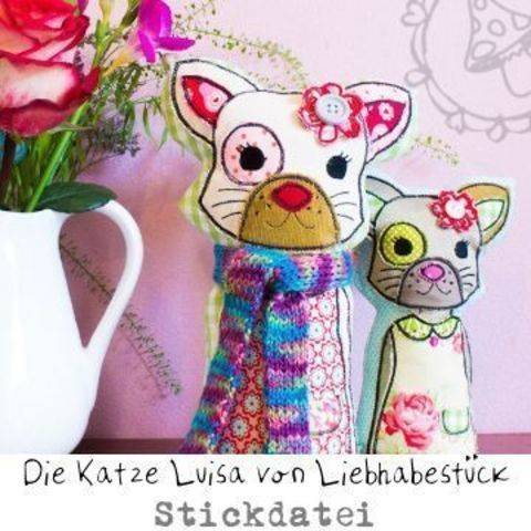 Doodle Stickdatei die Katze Luisa, Stick über deine Rahmengröße hinaus