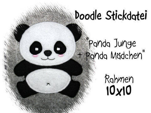 Stickdatei Panda sitzend 10x10 Doodle