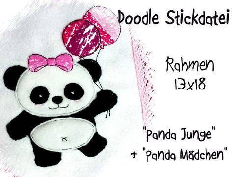 Stickdatei Panda Balloon 13x18 Doodle