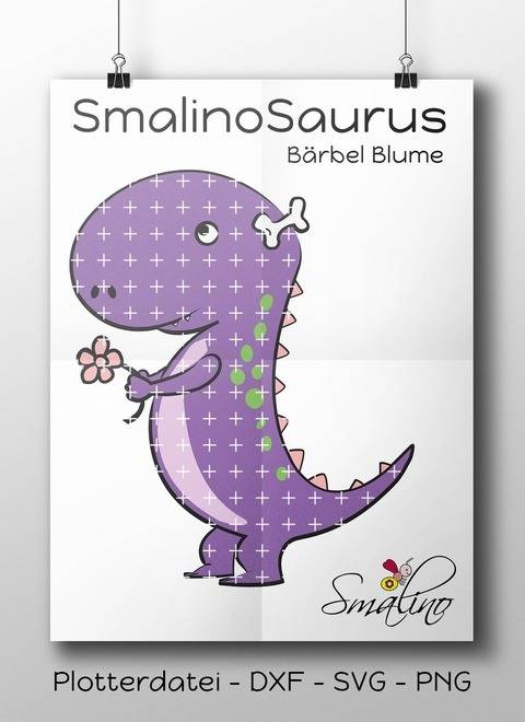 SmalinoSaurus Plottervorlage Bärbel Blume bis zu 6-farbig DXF SVG PNG