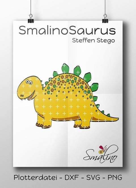 SmalinoSaurus Plottervorlage Steffen Stego bis zu 5-farbig DXF SVG PNG
