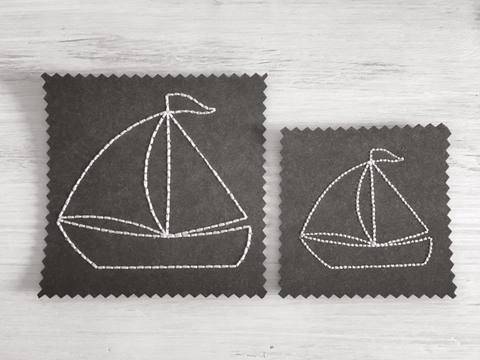 Stickdatei 10x10 Segelboot Redwork
