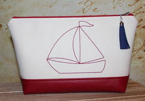 Stickdatei 13x18 Segelboot Redwork