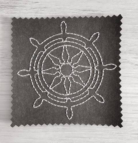 Stickdatei 10x10 Steuerrad Redwork