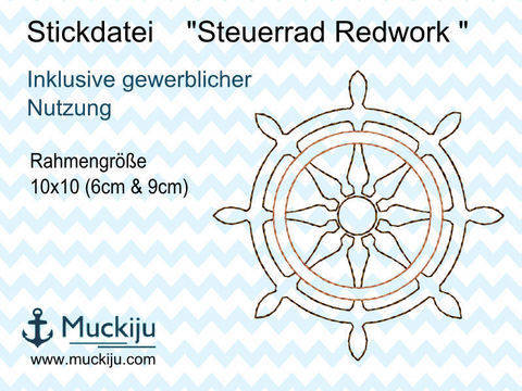 Stickdatei Steuerrad 10x10 Redwork