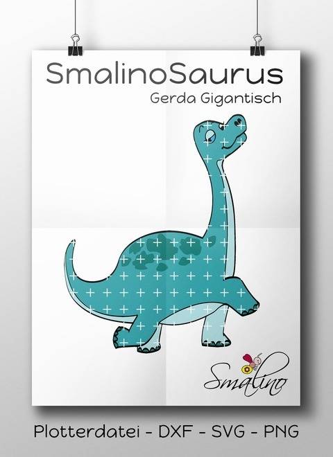 SmalinoSaurus Plottervorlage Gerda Gigantisch bis zu 5-farbig DXF SVG PNG