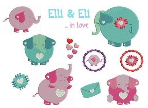 Stickdatei Elli & Eli in Love Füllstich in PES